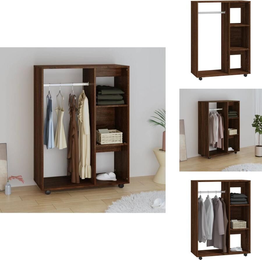 VidaXL Kledingkast Kledingkasten Garderobekast Slaapkamerkast Kledingkast 80x40x110 cm bewerkt hout bruineikenkleurig