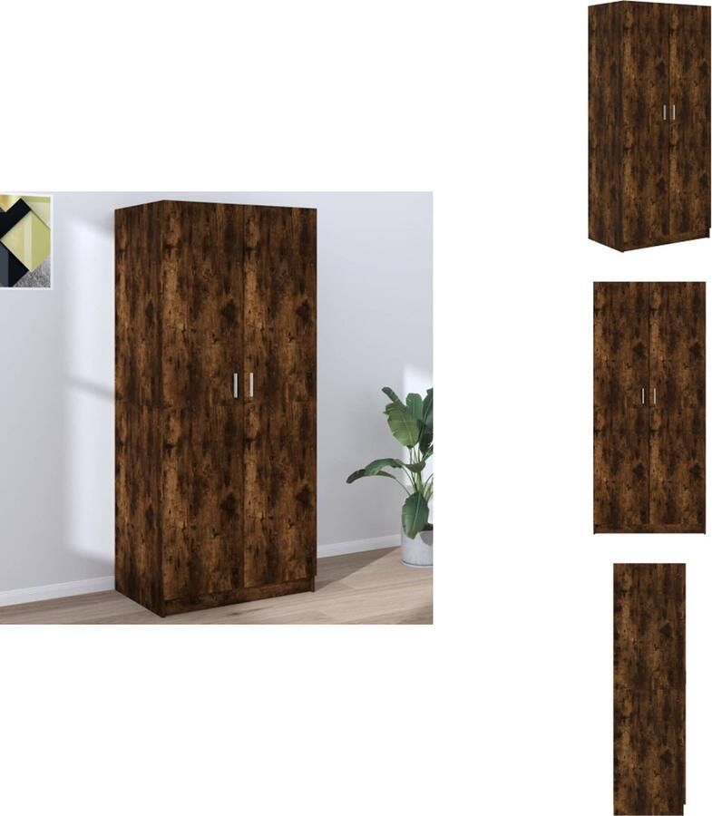 VidaXL Kledingkast Kledingkasten Garderobekast Slaapkamerkast Kledingkast 80x52x180 cm bewerkt hout gerookt eikenkleurig - Foto 2