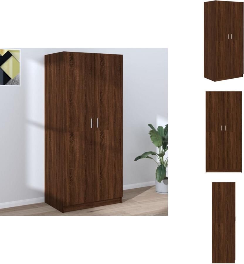 VidaXL Kledingkast Kledingkasten Garderobekast Slaapkamerkast Kledingkast 80x52x180 cm bewerkt hout bruineikenkleurig