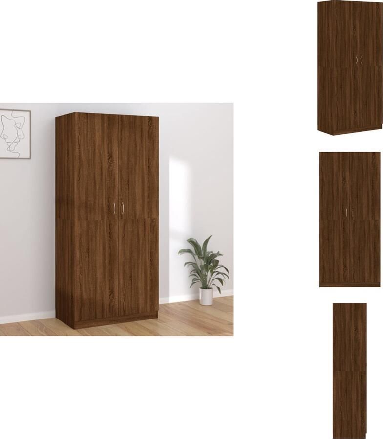 VidaXL Kledingkast Kledingkasten Garderobekast Slaapkamerkast Kledingkast 90x52x200 cm bewerkt hout bruineikenkleurig