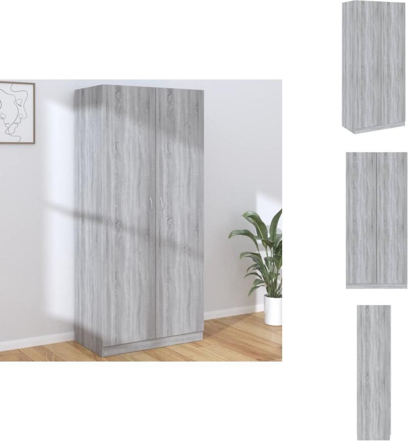 VidaXL Kledingkast Kledingkasten Garderobekast Slaapkamerkast Kledingkast 90x52x200 cm bewerkt hout grijs sonoma eikenkleurig