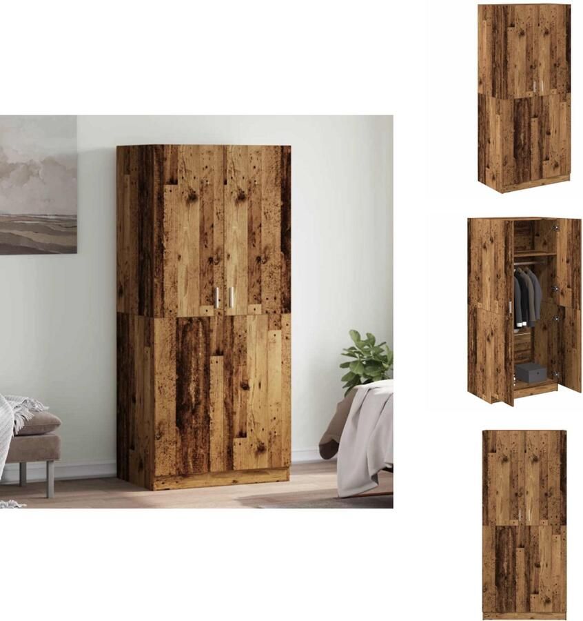 VidaXL Kledingkast Kledingkasten Garderobekast Slaapkamerkast Kledingkast 90x52x200 cm bewerkt hout oud houtkleurig