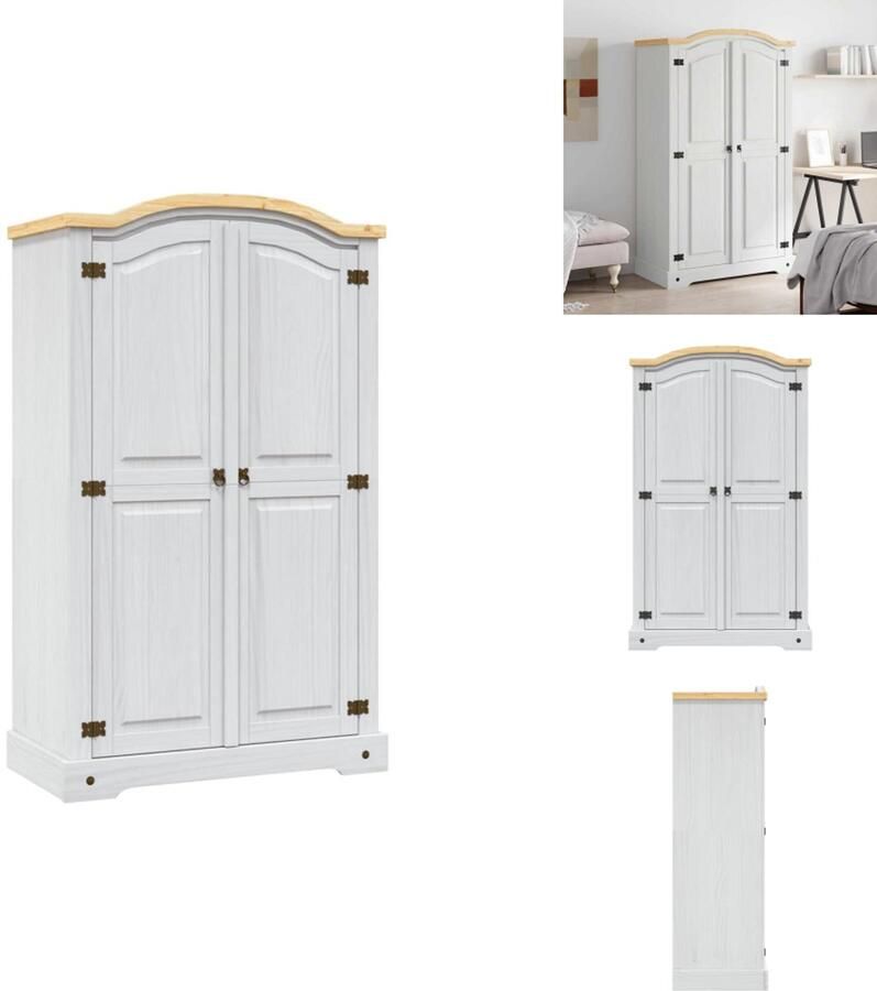 VidaXL Kledingkast Kledingkasten Kast Kasten Kledingkast met 2 deuren Mexicaans grenenhout Corona-stijl wit