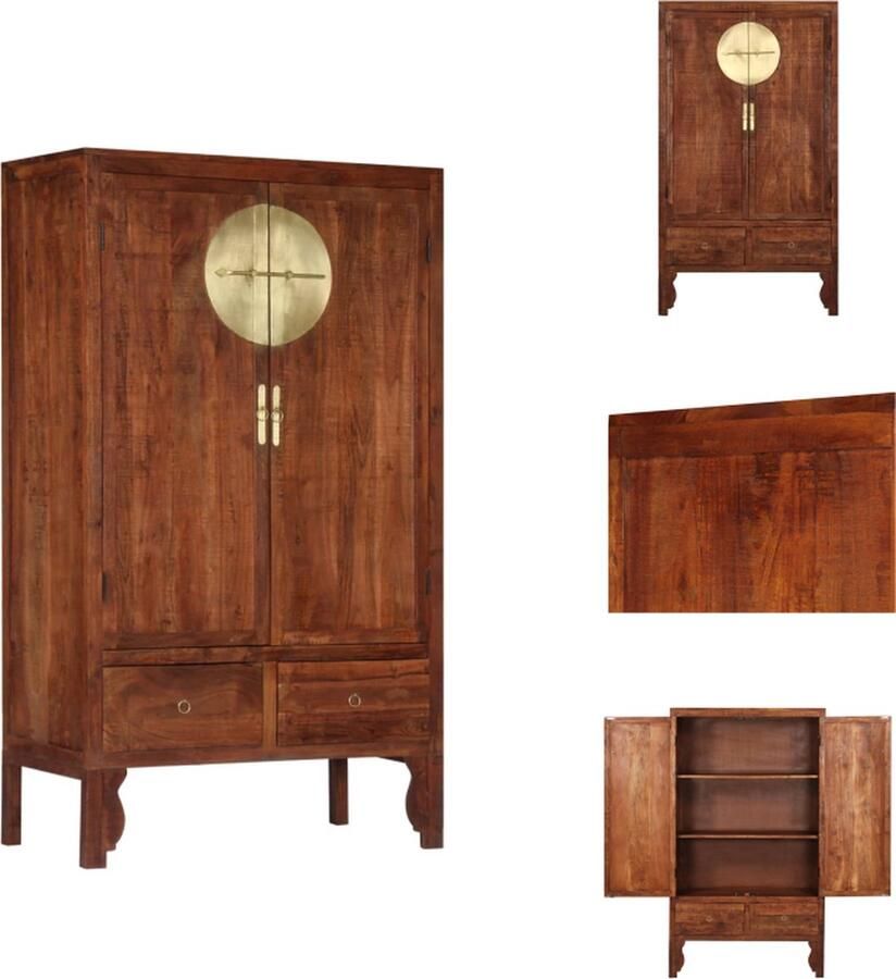 VidaXL Kledingkast Kledingkasten Kleding Kast Kleding Kasten Kledingkast 100x50x175 cm massief acaciahout