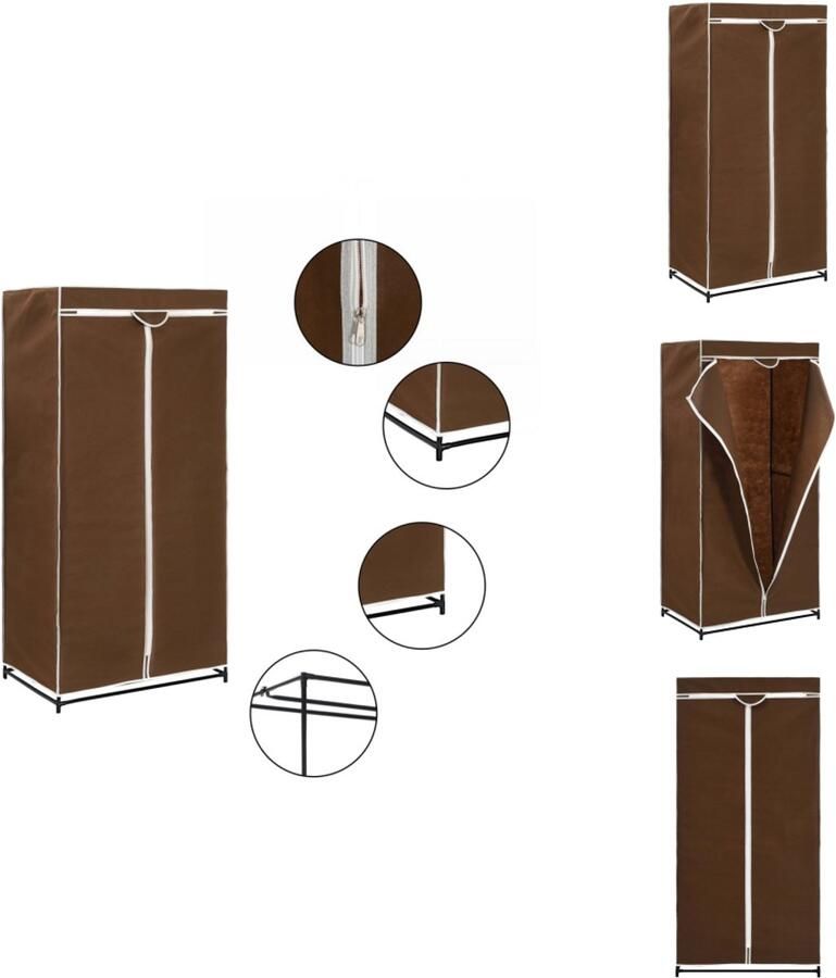 VidaXL Kledingkast Kledingkasten Kledingrek Kledingrekken Kledingkast 75x50x160 cm bruin