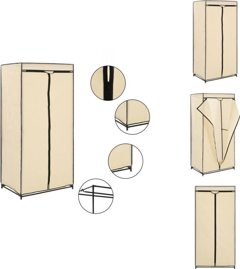 VidaXL Kledingkast Kledingkasten Kledingrek Kledingrekken Kledingkast 75x50x160 cm crème