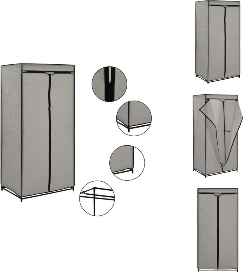 VidaXL Kledingkast Kledingkasten Kledingrek Kledingrekken Kledingkast 75x50x160 cm grijs