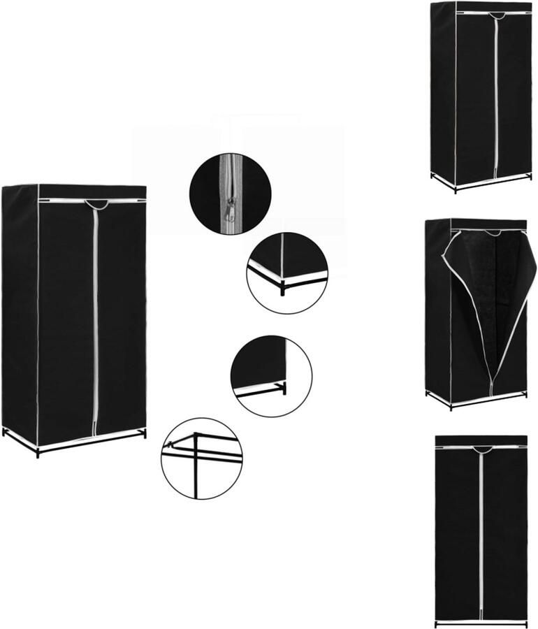 VidaXL Kledingkast Kledingkasten Kledingrek Kledingrekken Kledingkast 75x50x160 cm zwart