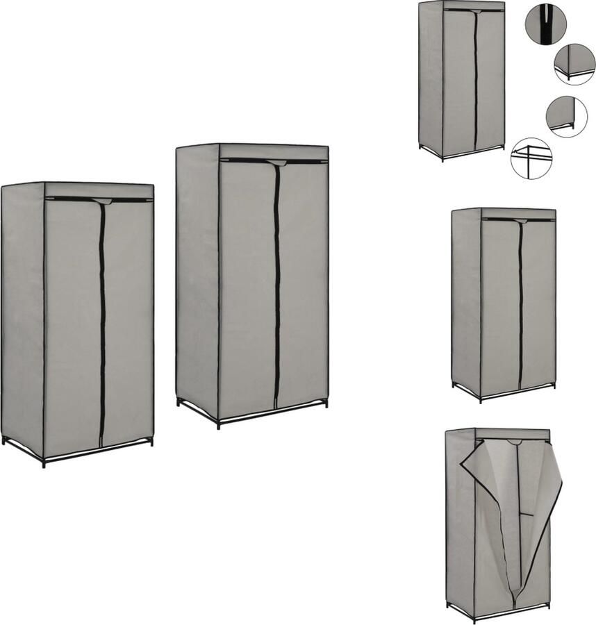 VidaXL Kledingkast Kledingkasten Kledingrek Kledingrekken Kledingkasten 2 st 75x50x160 cm grijs