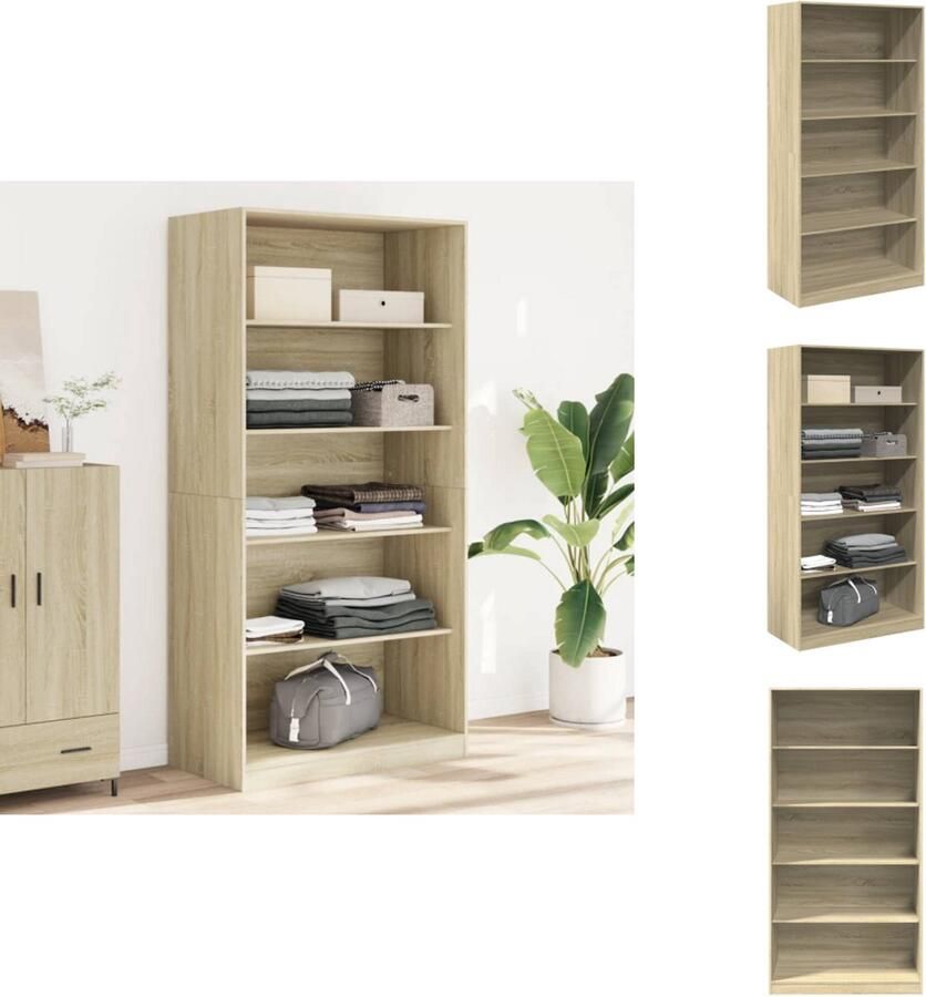 VidaXL Kledingkast Kledingkasten Klerenkast Garderobekast Kledingkast 100x50x200 cm bewerkt hout sonoma eikenkleurig - Foto 2