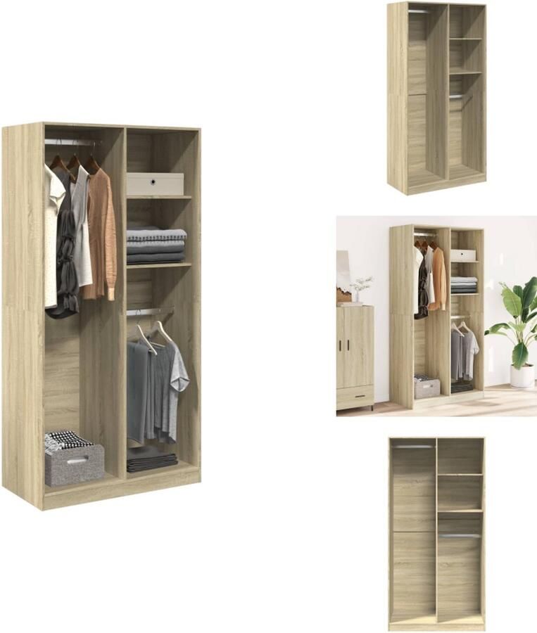 VidaXL Kledingkast Kledingkasten Klerenkast Garderobekast Kledingkast 100x50x200 cm bewerkt hout sonoma eikenkleurig