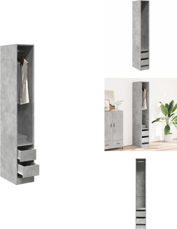 VidaXL Kledingkast Kledingkasten Klerenkast Garderobekast Kledingkast 30x50x200 cm bewerkt hout betongrijs