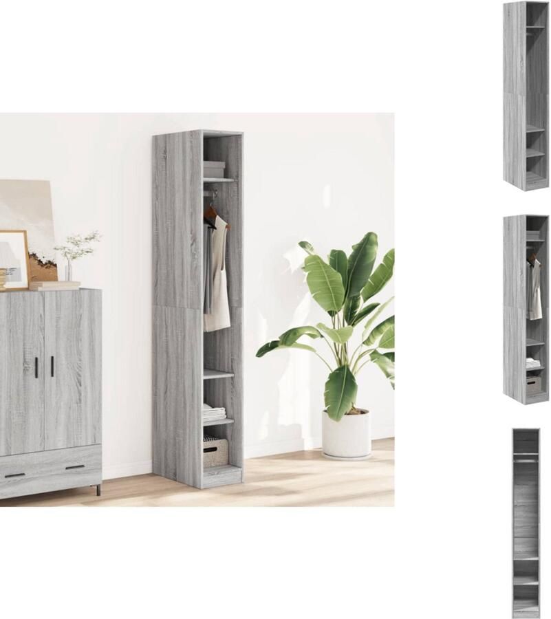 VidaXL Kledingkast Kledingkasten Klerenkast Garderobekast Kledingkast 30x50x200 cm bewerkt hout grijs sonoma eikenkleur