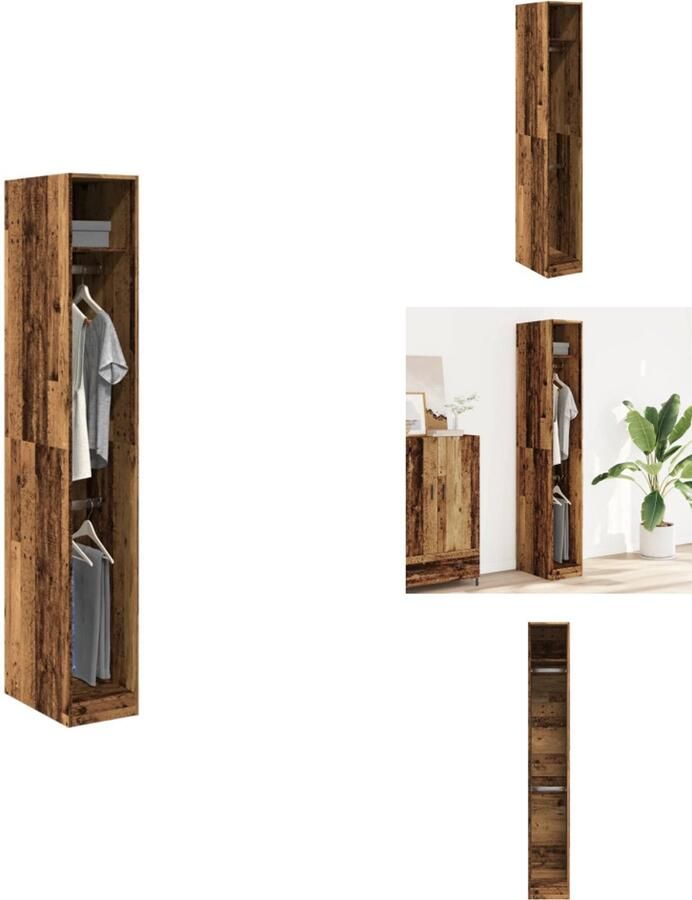 VidaXL Kledingkast Kledingkasten Klerenkast Garderobekast Kledingkast 30x50x200 cm bewerkt hout oud hout - Foto 2