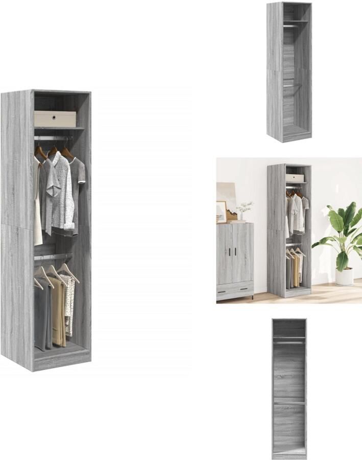 VidaXL Kledingkast Kledingkasten Klerenkast Garderobekast Kledingkast 50x50x200 cm bewerkt hout grijs sonoma