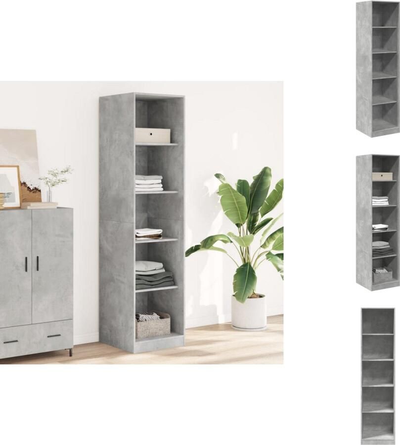 VidaXL Kledingkast Kledingkasten Klerenkast Garderobekast Kledingkast 50x50x200 cm bewerkt hout betongrijs