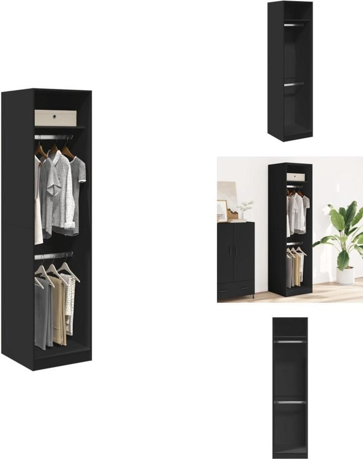 VidaXL Kledingkast Kledingkasten Klerenkast Garderobekast Kledingkast 50x50x200 cm bewerkt hout zwart