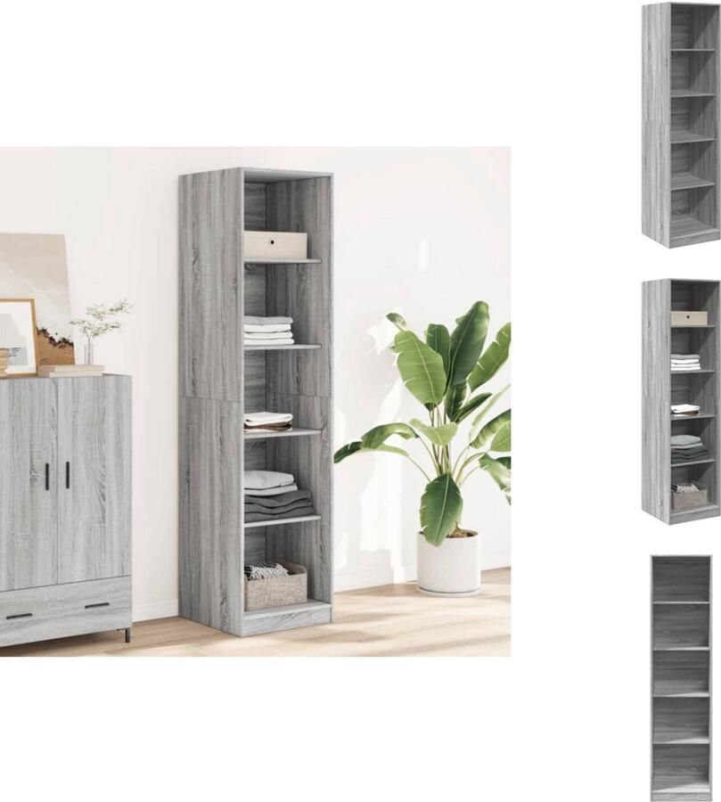 VidaXL Kledingkast Kledingkasten Klerenkast Garderobekast Kledingkast 50x50x200 cm bewerkt hout grijs sonoma