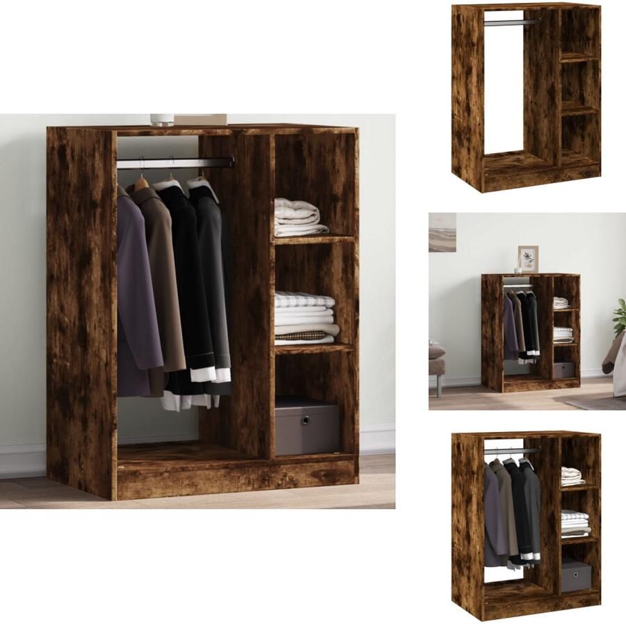 VidaXL Kledingkast Kledingkasten Klerenkast Garderobekast Kledingkast 77x48x102 cm bewerkt hout gerookt eikenkleurig
