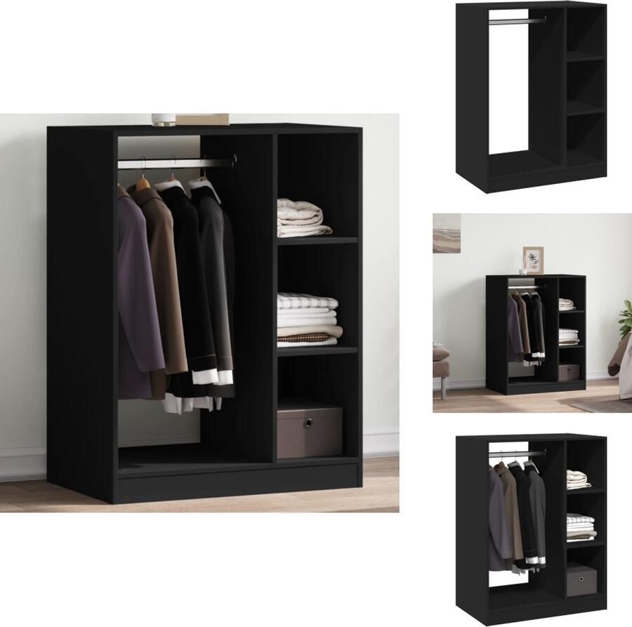 VidaXL Kledingkast Kledingkasten Klerenkast Garderobekast Kledingkast 77x48x102 cm bewerkt hout zwart