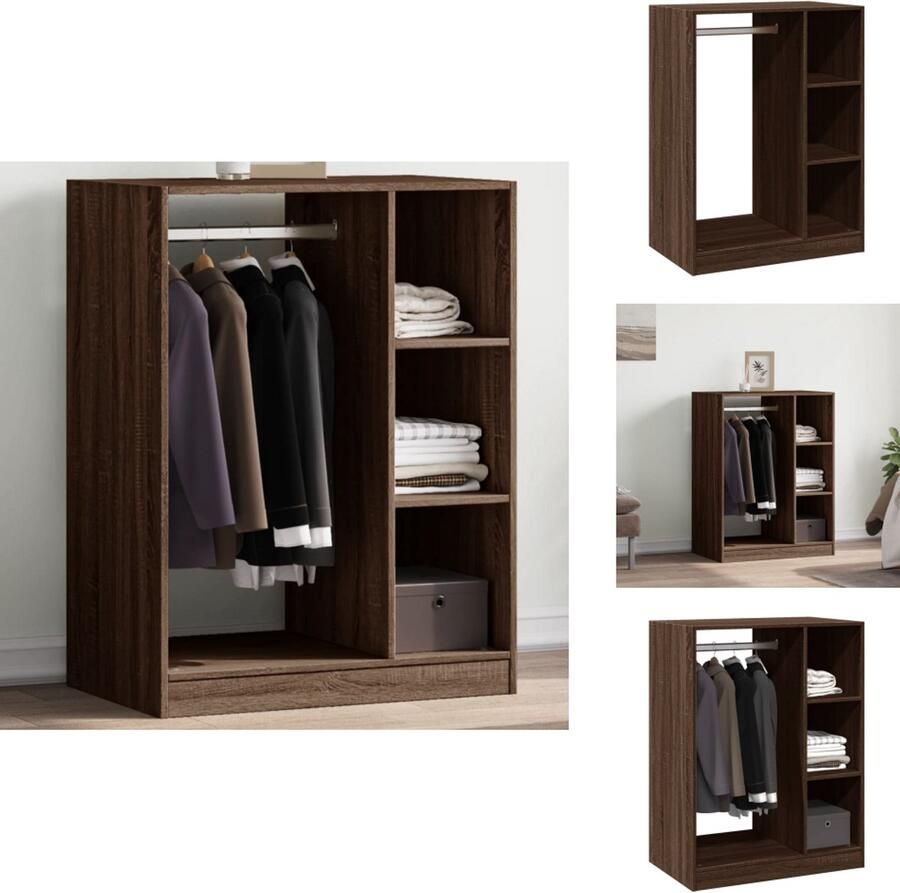 VidaXL Kledingkast Kledingkasten Klerenkast Garderobekast Kledingkast 77x48x102 cm bewerkt hout bruin eikenkleurig