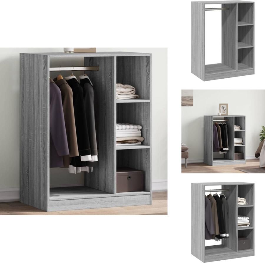 VidaXL Kledingkast Kledingkasten Klerenkast Garderobekast Kledingkast 77x48x102 cm bewerkt hout grijs sonoma eikenkleurig