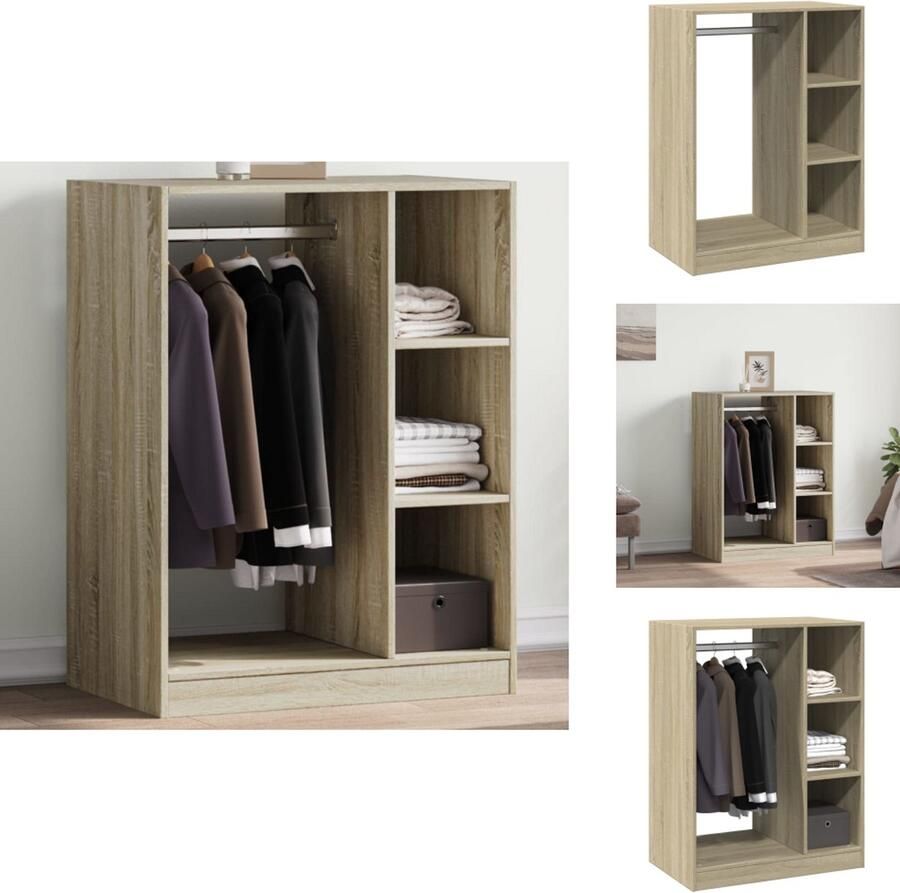 VidaXL Kledingkast Kledingkasten Klerenkast Garderobekast Kledingkast 77x48x102 cm bewerkt hout sonoma eikenkleurig