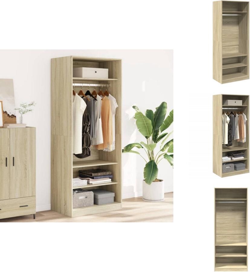 VidaXL Kledingkast Kledingkasten Klerenkast Garderobekast Kledingkast 80x50x200 cm bewerkt hout sonoma eikenkleurig - Foto 2