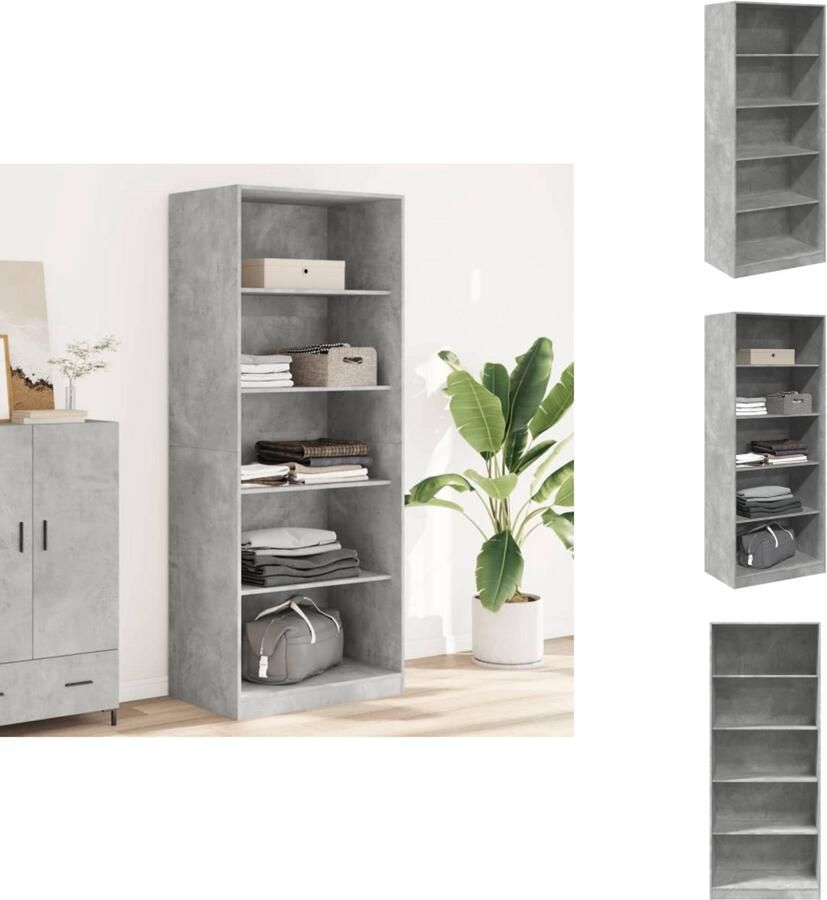 VidaXL Kledingkast Kledingkasten Klerenkast Garderobekast Kledingkast 80x50x200 cm bewerkt hout betongrijs - Foto 2