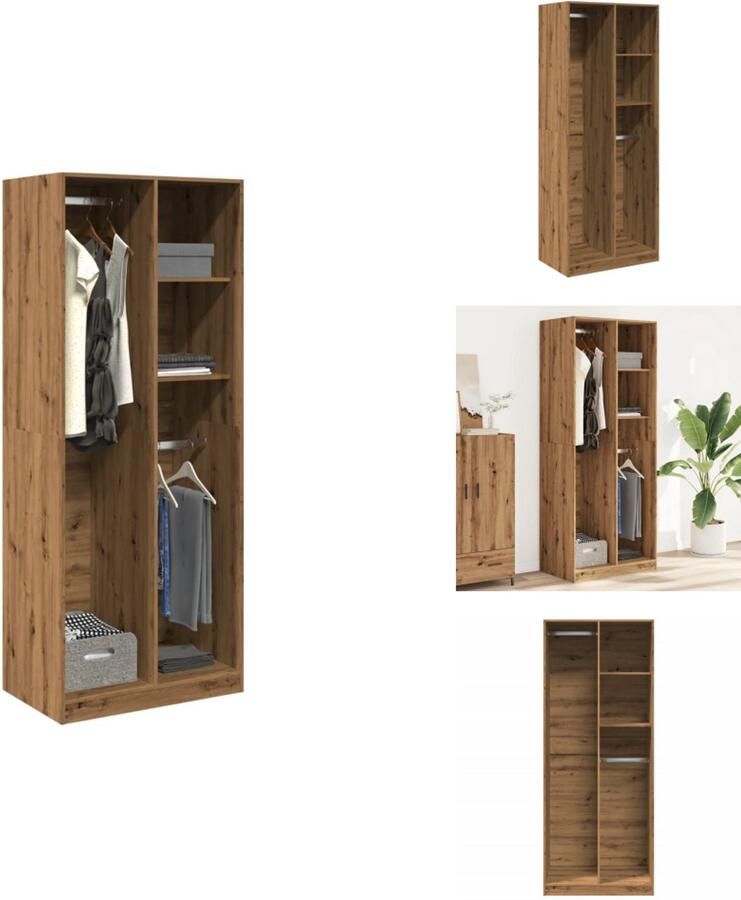 VidaXL Kledingkast Kledingkasten Klerenkast Garderobekast Kledingkast 80x50x200 cm bewerkt hout artisanaal eikenkleur - Foto 3