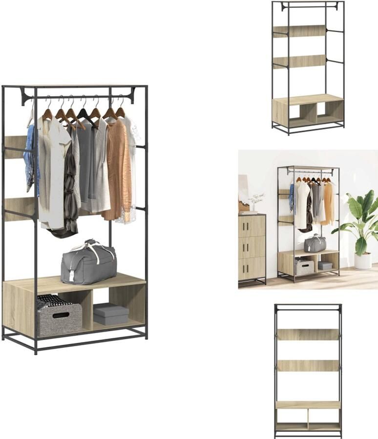 VidaXL Kledingkast Kledingkasten Klerenkast Garderobekast Kledingkast 90x50x180 cm bewerkt hout sonoma eikenkleurig