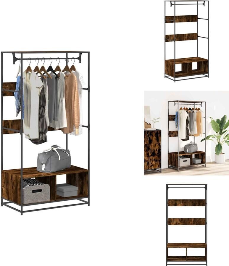 VidaXL Kledingkast Kledingkasten Klerenkast Garderobekast Kledingkast 90x50x180 cm bewerkt hout gerookt eikenkleurig