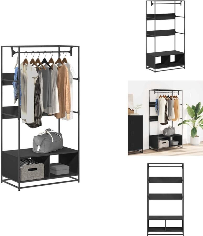 VidaXL Kledingkast Kledingkasten Klerenkast Garderobekast Kledingkast 90x50x180 cm bewerkt hout zwart