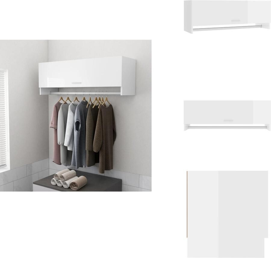 VidaXL Kledingkast Kledingkasten Klerenkast Klerenkasten Kledingkast 100x32 5x35 cm bewerkt hout hoogglans wit
