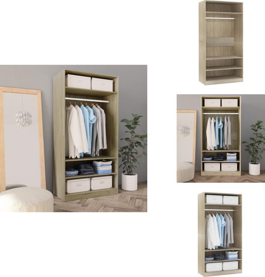 VidaXL Kledingkast Kledingkasten Klerenkast Klerenkasten Kledingkast 100x50x200 cm bewerkt hout sonoma eikenkleurig