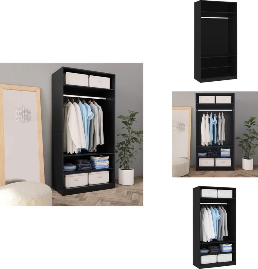 VidaXL Kledingkast Kledingkasten Klerenkast Klerenkasten Kledingkast 100x50x200 cm bewerkt hout zwart