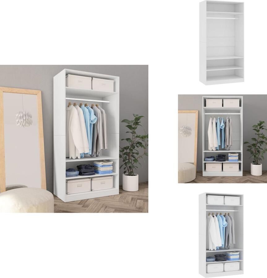 VidaXL Kledingkast Kledingkasten Klerenkast Klerenkasten Kledingkast 100x50x200 cm bewerkt hout wit