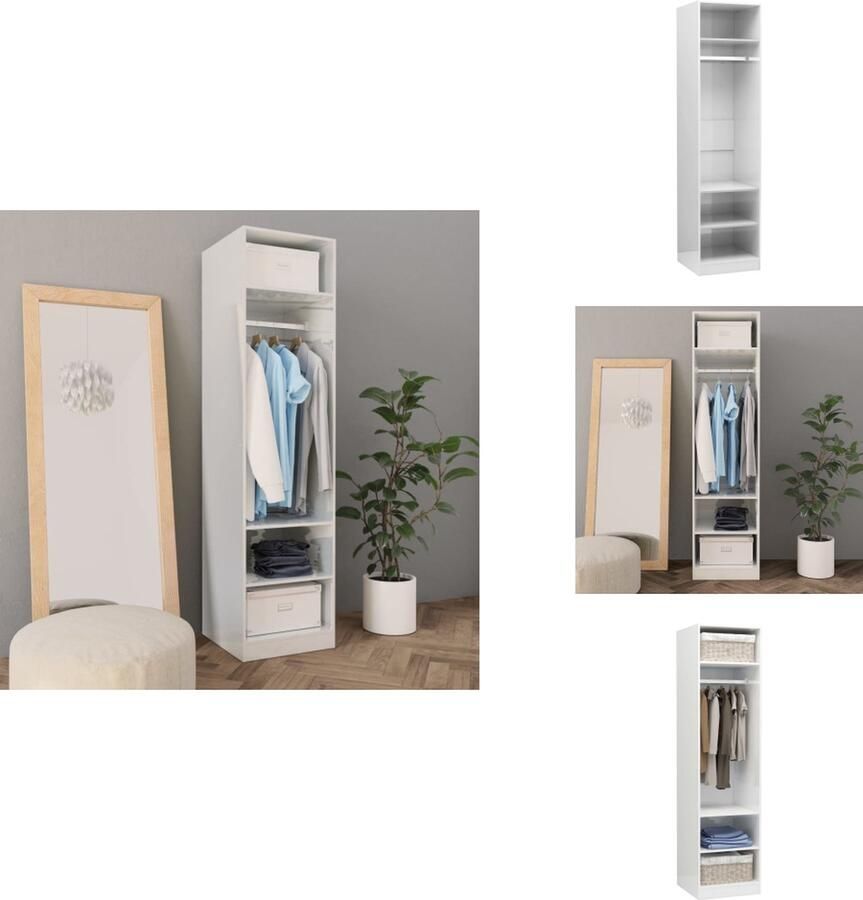 VidaXL Kledingkast Kledingkasten Klerenkast Klerenkasten Kledingkast 50x50x200 cm bewerkt hout hoogglans wit