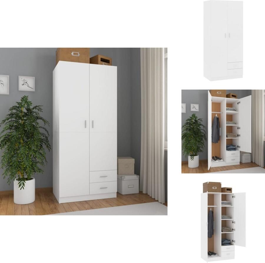 VidaXL Kledingkast Kledingkasten Klerenkast Klerenkasten Kledingkast 80x52x180 cm bewerkt hout wit