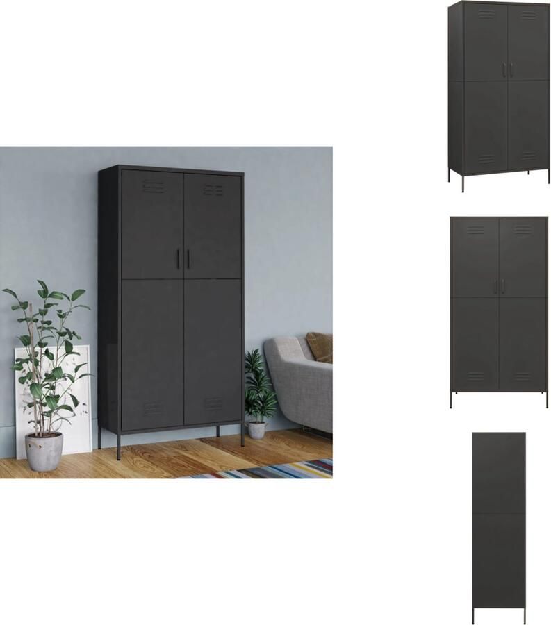 VidaXL Kledingkast Kledingkasten Klerenkast Klerenkasten Kledingkast 90x50x180 cm staal antracietkleurig - Foto 2