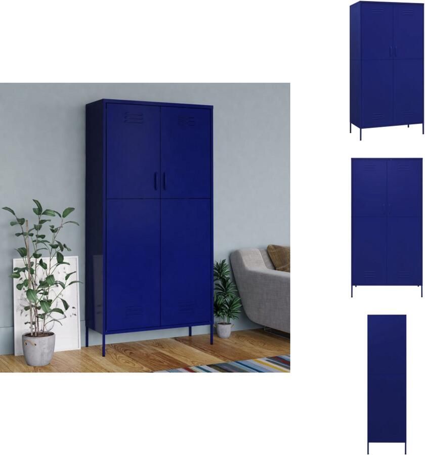 VidaXL Kledingkast Kledingkasten Klerenkast Klerenkasten Kledingkast 90x50x180 cm staal marineblauw