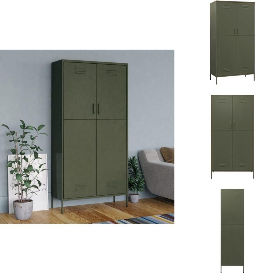 VidaXL Kledingkast Kledingkasten Klerenkast Klerenkasten Kledingkast 90x50x180 cm staal olijfgroen