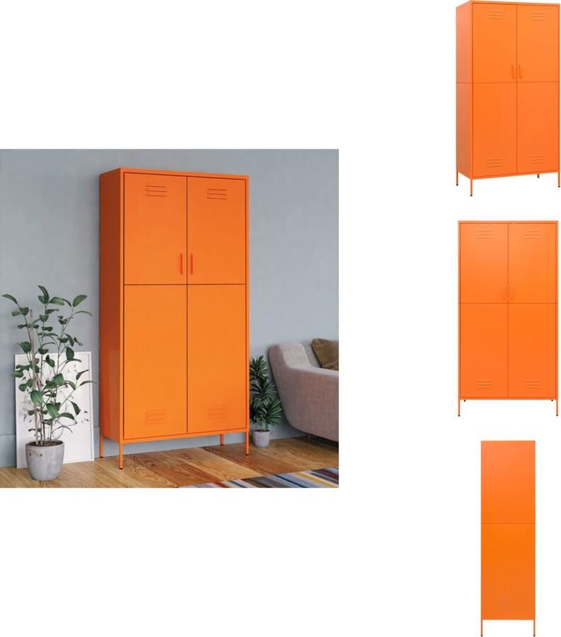 VidaXL Kledingkast Kledingkasten Klerenkast Klerenkasten Kledingkast 90x50x180 cm staal oranje