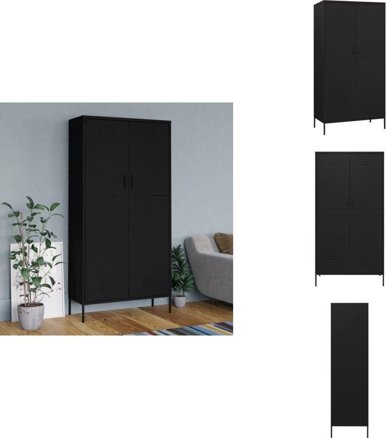 VidaXL Kledingkast Kledingkasten Klerenkast Klerenkasten Kledingkast 90x50x180 cm staal zwart