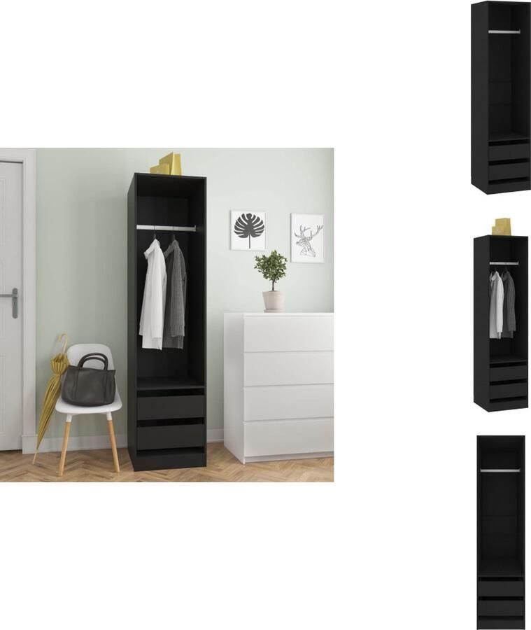 VidaXL Kledingkast Kledingkasten Klerenkast Klerenkasten Kledingkast met lades 50x50x200 cm bewerkt hout zwart