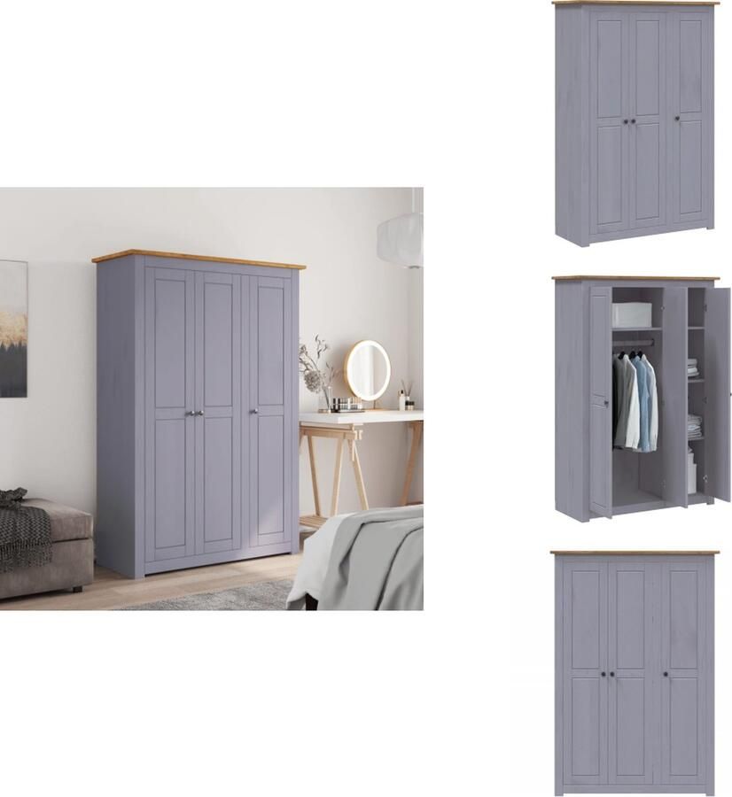 VidaXL Kledingkast Kledingkasten Klerenkast Klerenkasten Kledingkast Panama Range 118x50x171 5 cm grenenhout grijs - Foto 2