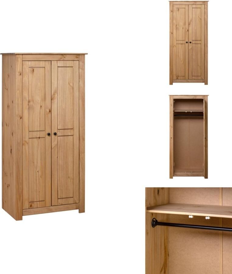 VidaXL Kledingkast Kledingkasten Klerenkast Klerenkasten Kledingkast Panama Range 80x50x171 5 cm massief grenenhout