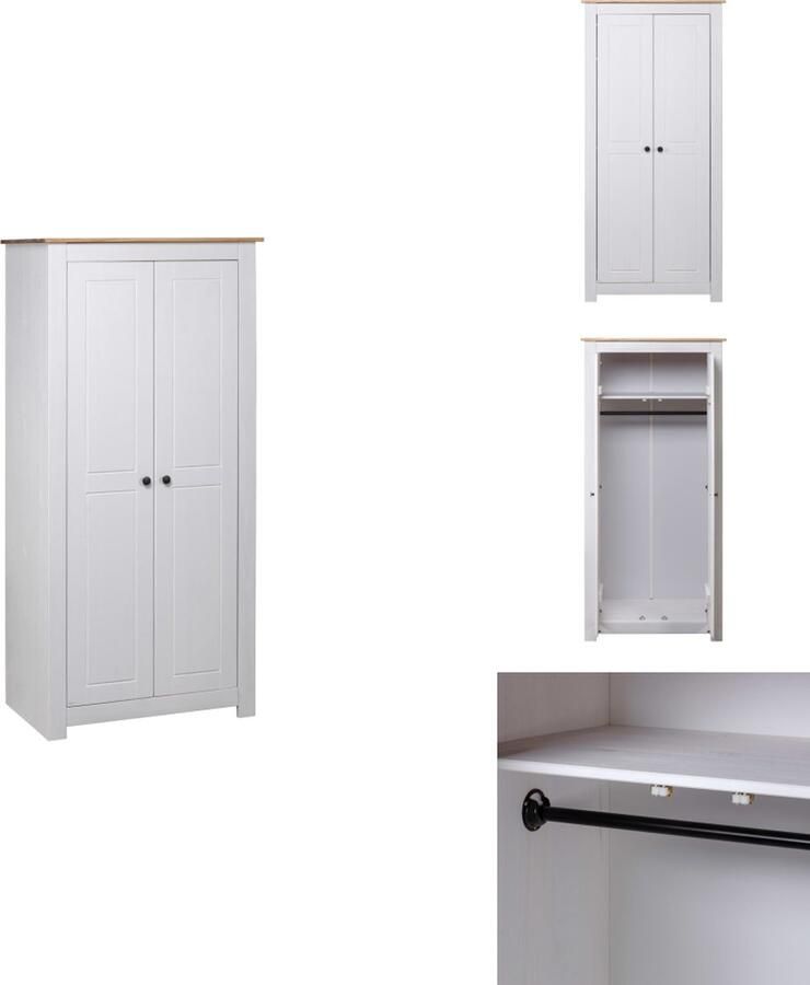 VidaXL Kledingkast Kledingkasten Klerenkast Klerenkasten Kledingkast Panama Range 80x50x171-5 cm massief grenenhout wit