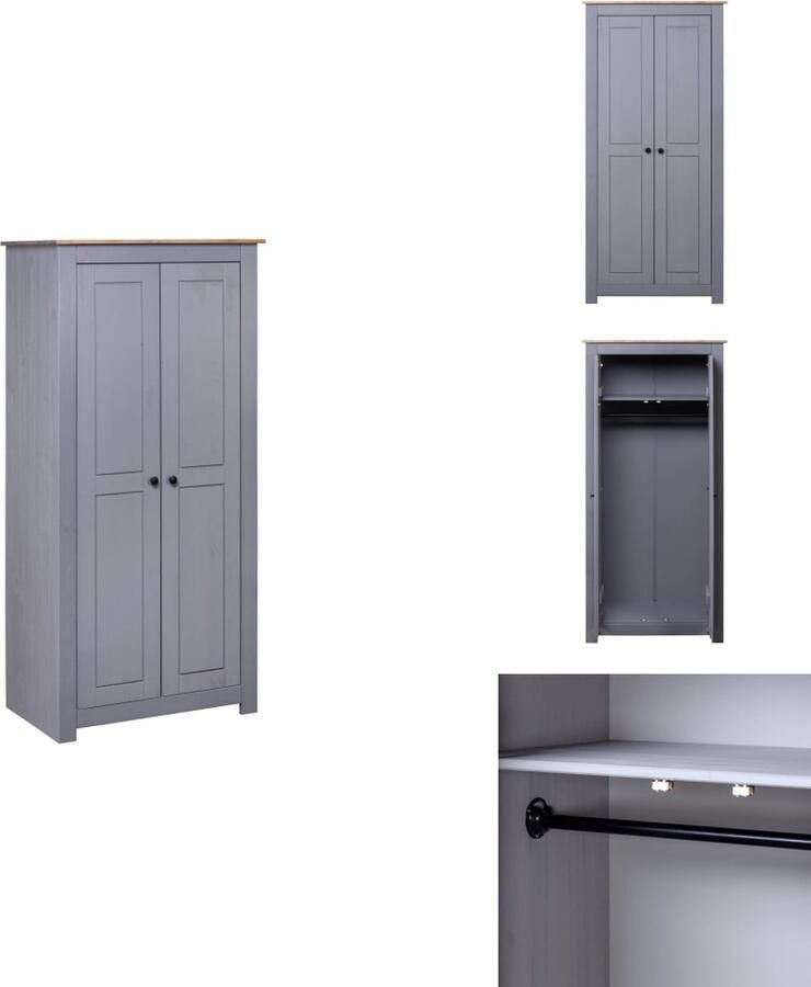 VidaXL Kledingkast Kledingkasten Klerenkast Klerenkasten Kledingkast Panama Range 80x50x171 5cm massief grenenhout grijs