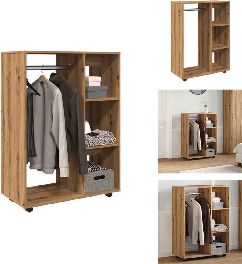 VidaXL Kledingkast Kledingkasten Opbergkast Kast Kledingkast 80x40x110 cm bewerkt hout artisanaal eikenkleur